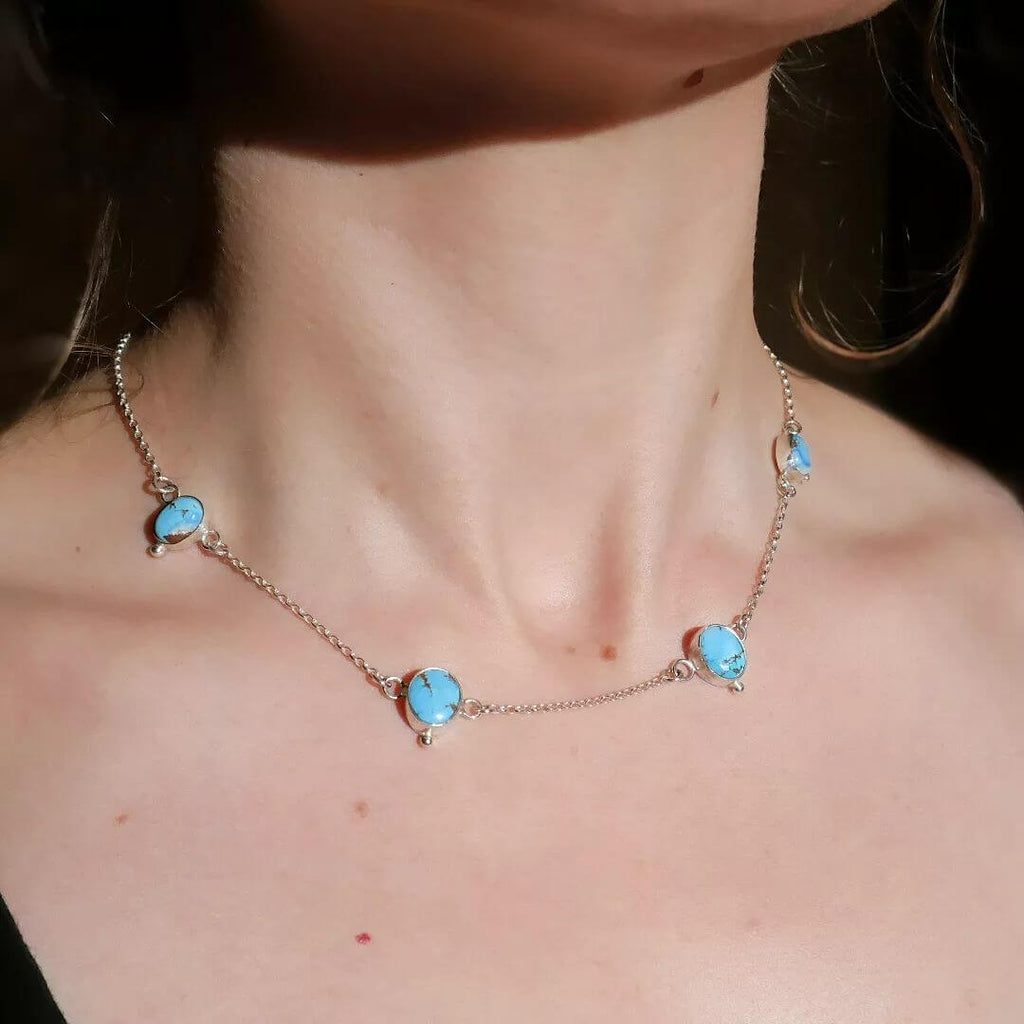Bespoke Multi-Stone Turquoise Necklace by @megan.carys.metalworks