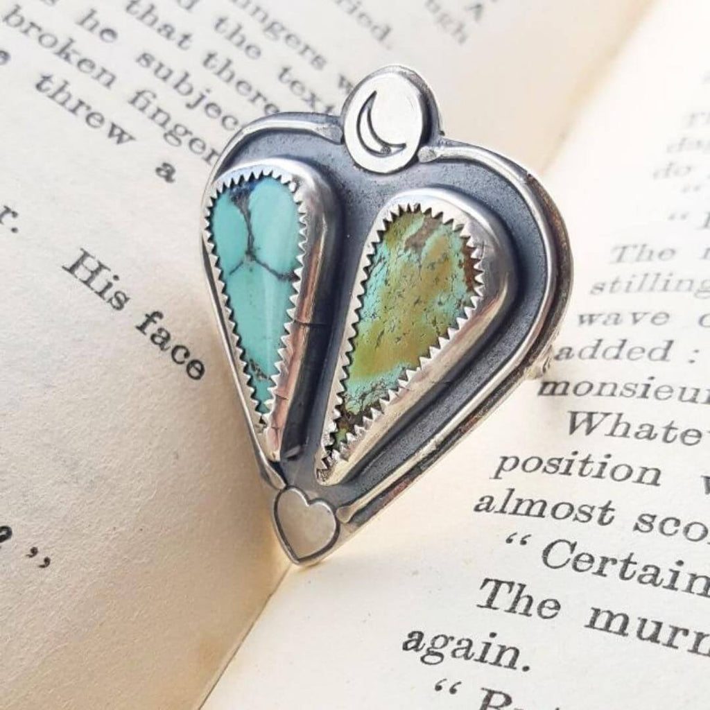 Doubled stone turquoise ring by @birdofpreyjewellery on Instagram