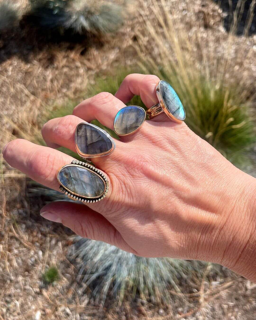 labradorite rings by @canaanjewelry on Instagram