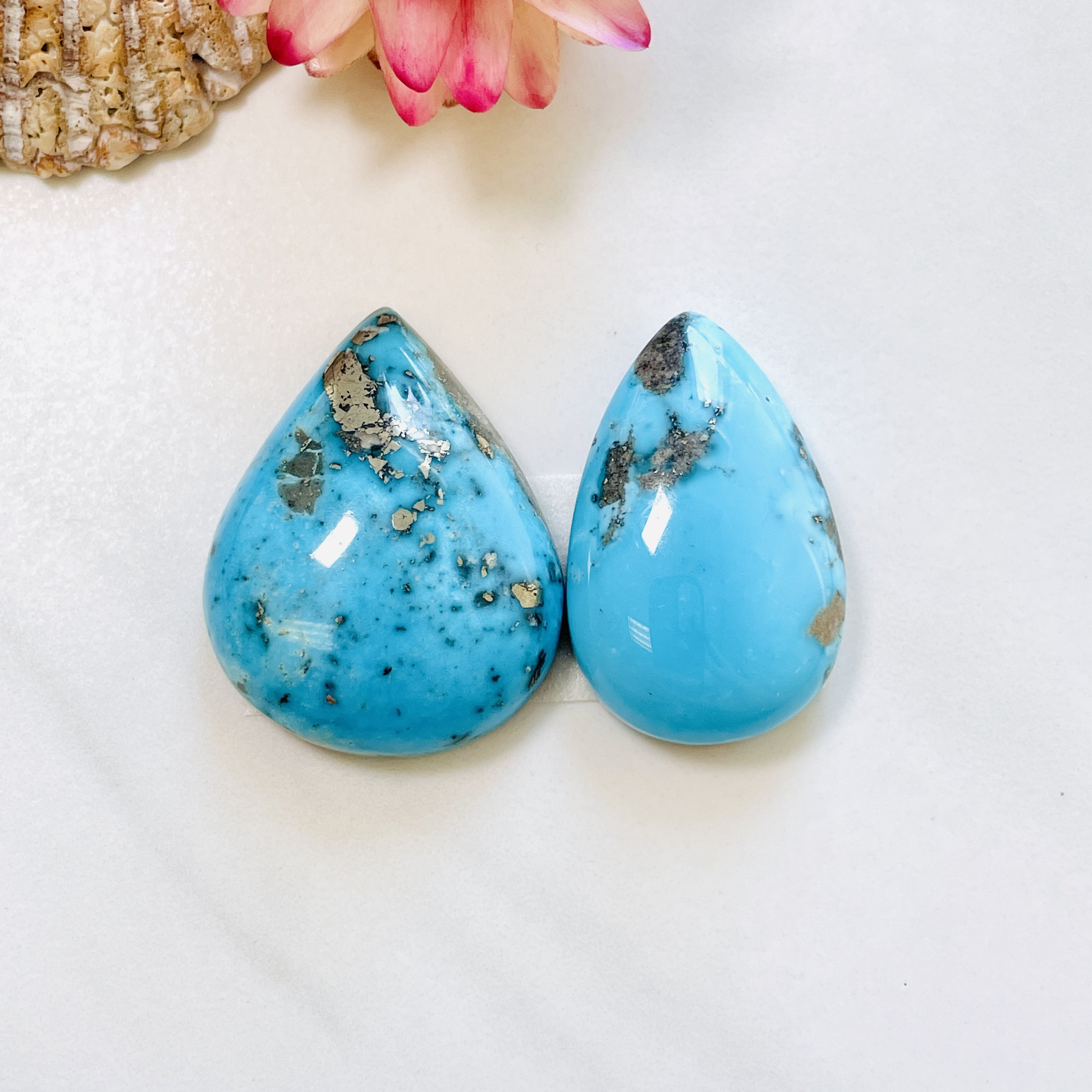 Large Sky Blue Teardrop Ithaca Peak Turquoise, Set of 2