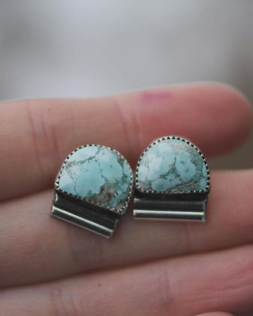 Half-Moon-Shaped Turquoise Stud Earrings by @littlegarlic_studio