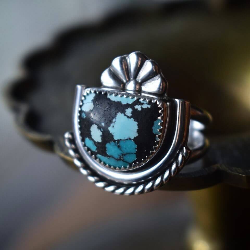 half-moon turquoise ring by @danahoffwireddesign