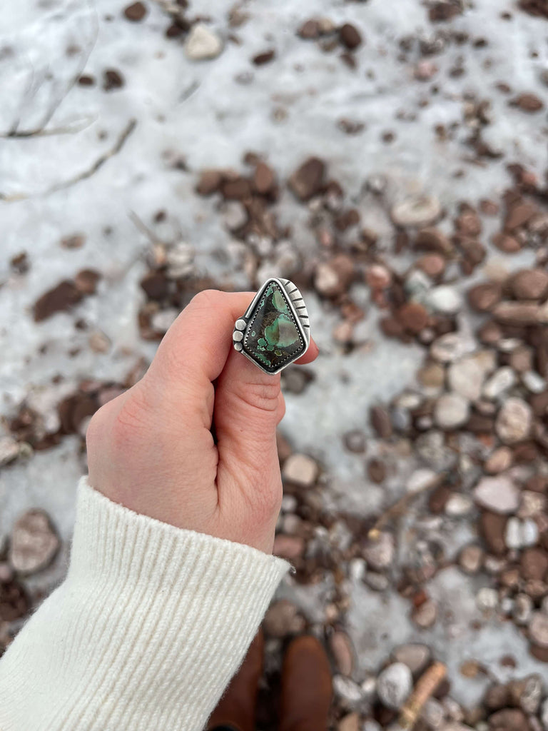 Treasure Mountain turquoise ring by Felicia of @littlegarlic_studio on Instagram