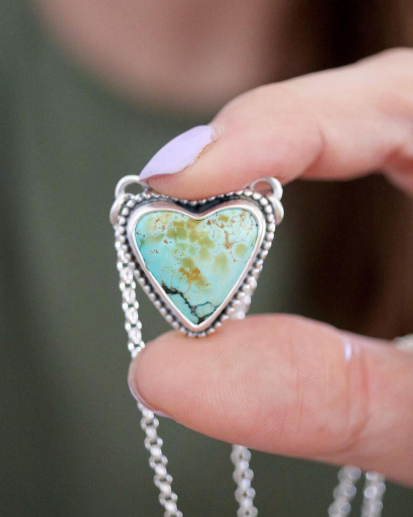 Heart shaped sand hill turquoise necklace by @marta.oms on Instagram