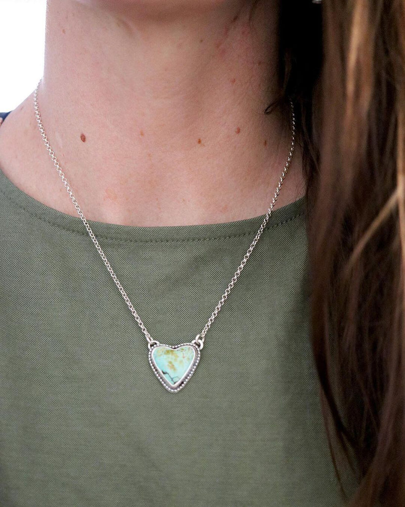 Heart shaped turquoise necklace by @marta.oms on Instagram
