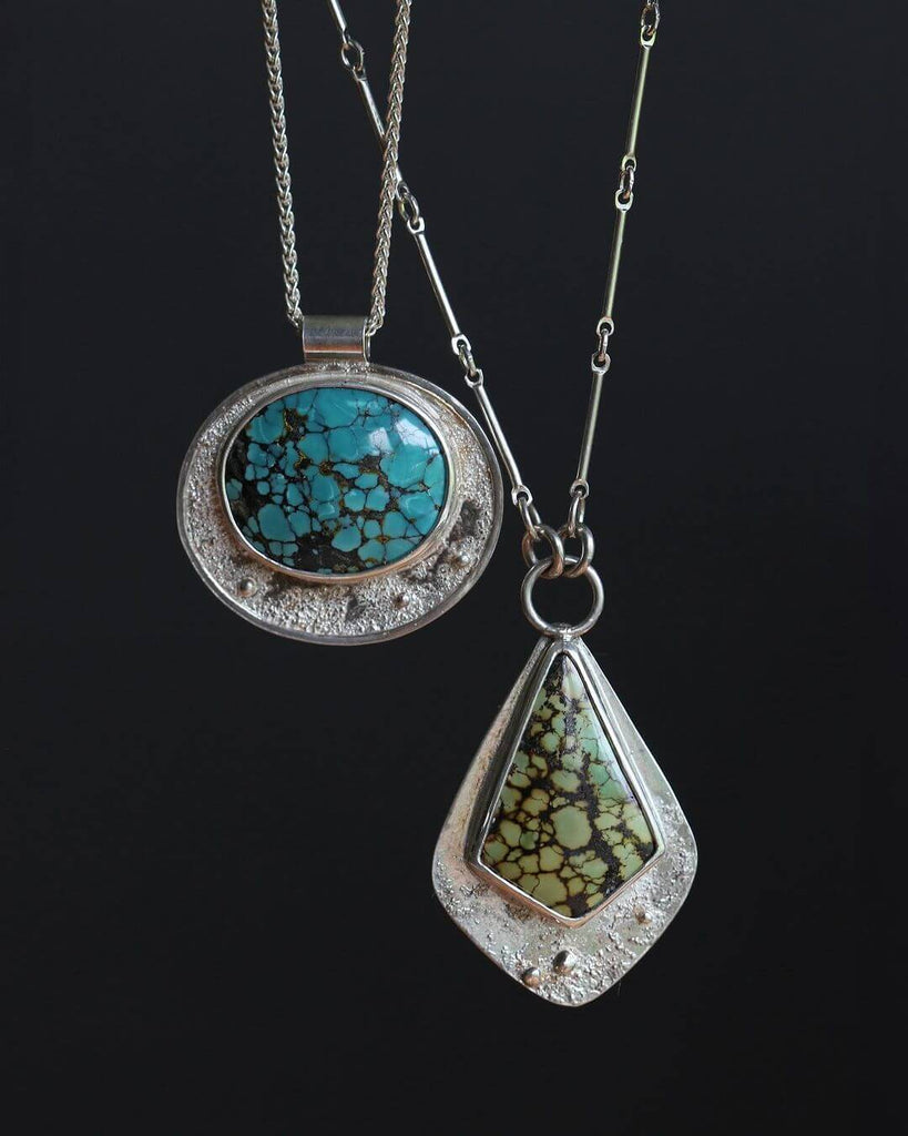 Oval and Shield-Shaped Turquoise Pendants by @theresaapplegatejewelry