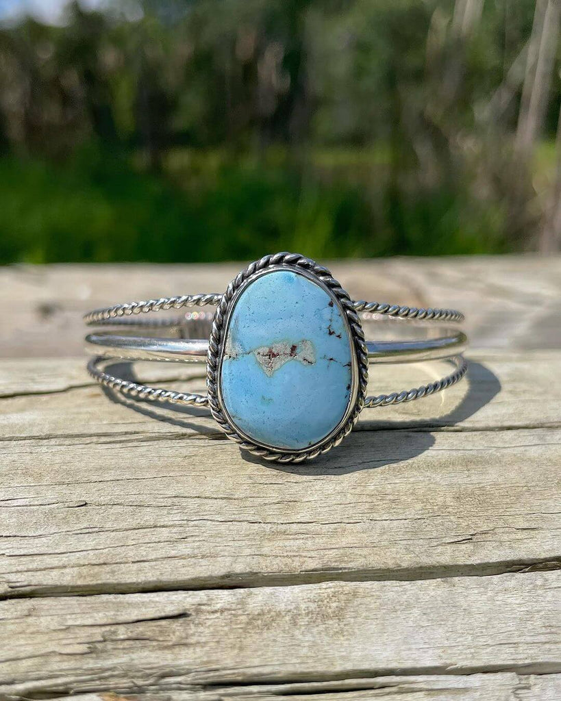 Golden Hills turquoise cuff by @sandstone_silver on Instagram
