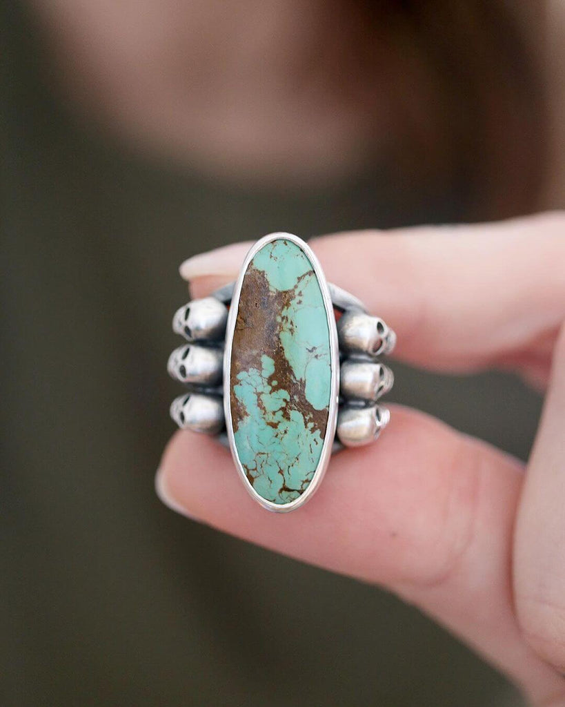 Surfboard-Shaped Turquoise Ring with Skull Details by @marta.oms