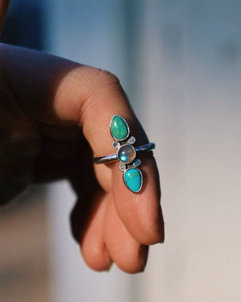 Two-Stone Turquoise Ring by @rockyrita_jewelry
