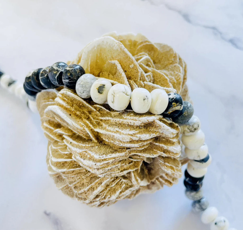 White buffalo rondelle beads