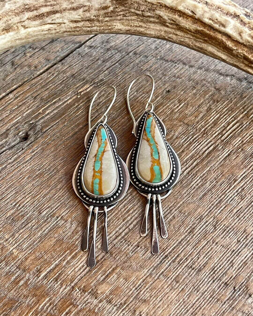 royston ribbon turquoise earrings by @whitetailridgedesign