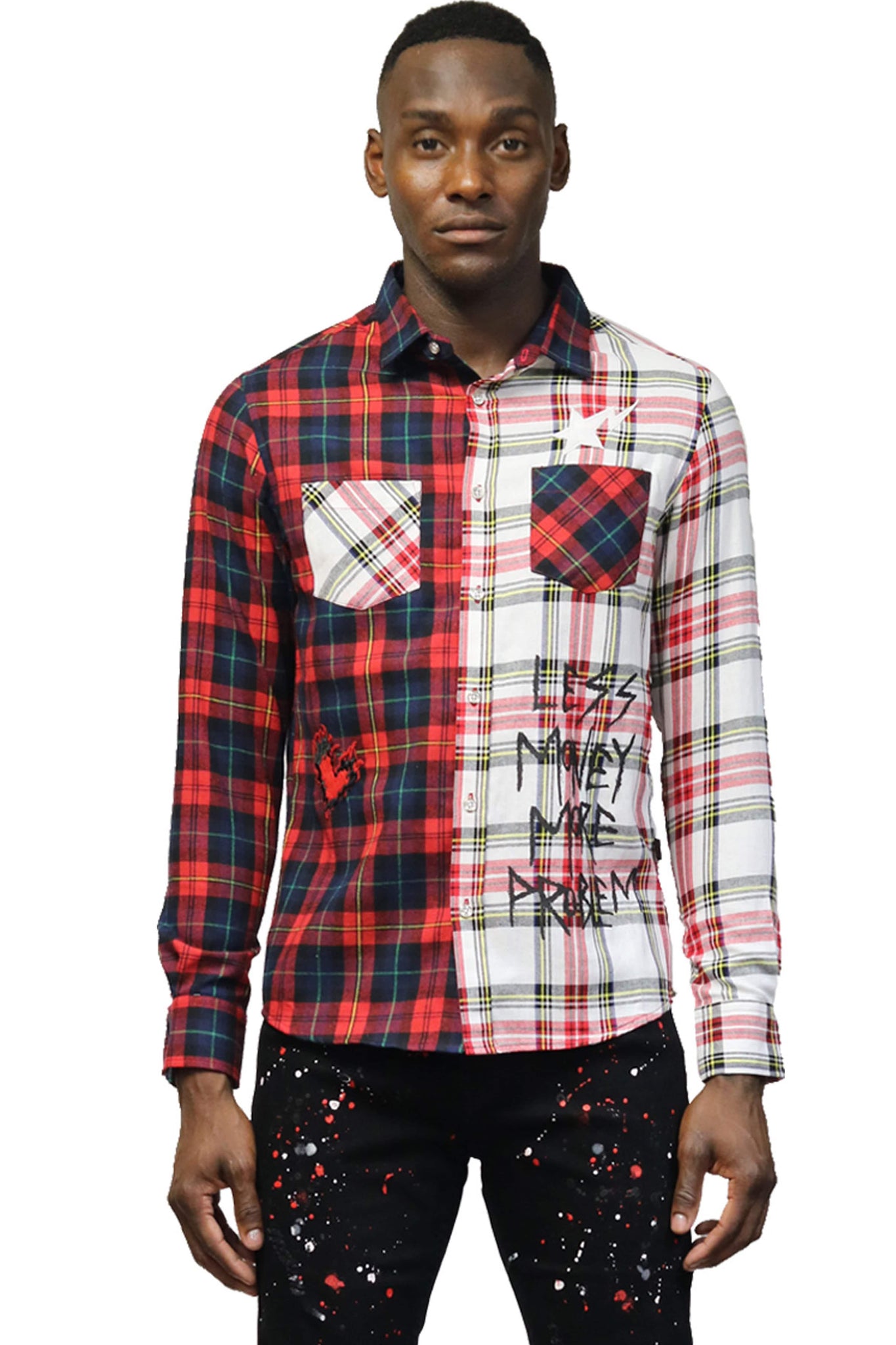 salto Ongemak schedel CERISE Men's Premium half & half flannel Button-down Shirt – Love to Kleep
