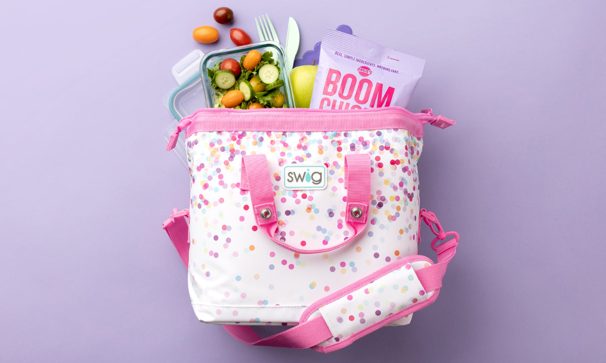 Swig Life Confetti Packi 12 Cooler with snacks