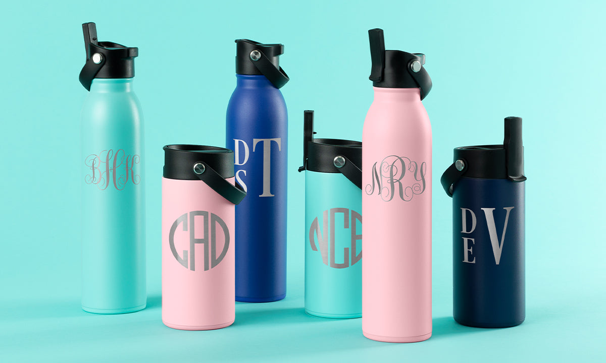 Swig Life 12oz and 20oz Flip + Sip Water Bottles in Aqua, Blush, and Navy