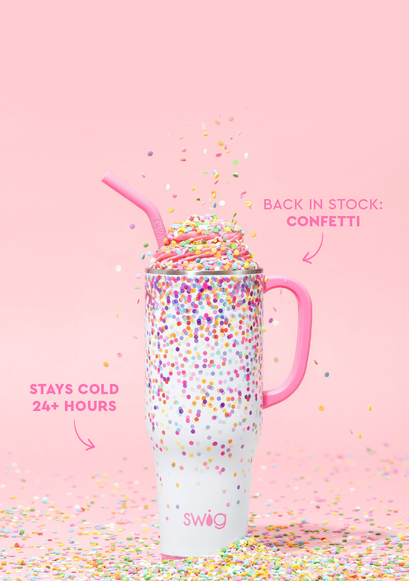 Way to Celebrate 24oz Plastic Tumbler with Straw , Pink Cup with Multi Color Glitter, Everyday, Size: One Size