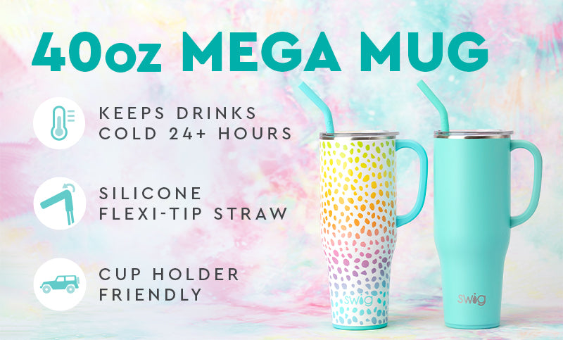 Swig Life 40oz Mega Mug, 40 oz Tumbler with Handle and Straw, Cup Holder  Friendly, Dishwasher Safe, …See more Swig Life 40oz Mega Mug, 40 oz Tumbler