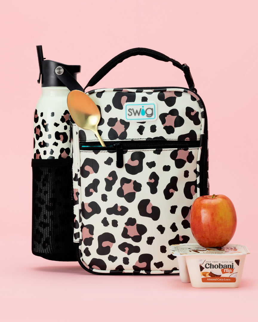 Luxy Leopard Boxxi Lunch Bag with matching Flip + Sip Water Bottle