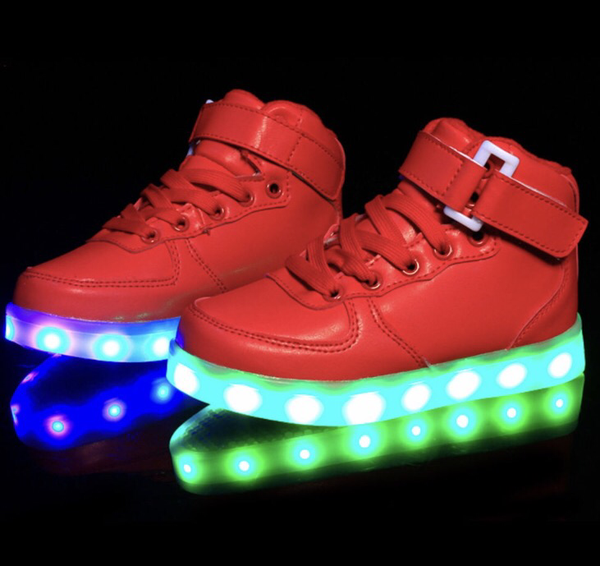 Red Hi-Top LED Up Sneakers by BrightLightKicks