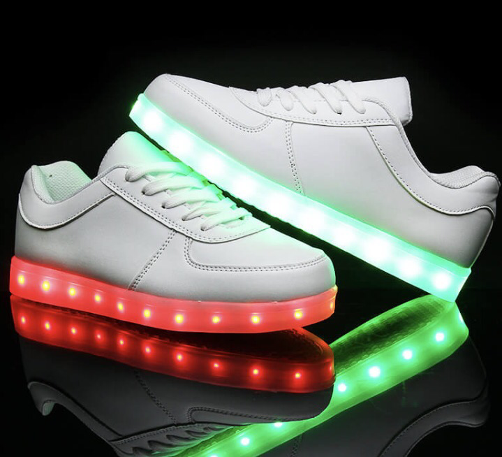 White Low-Top LED Light Up Sneakers by 