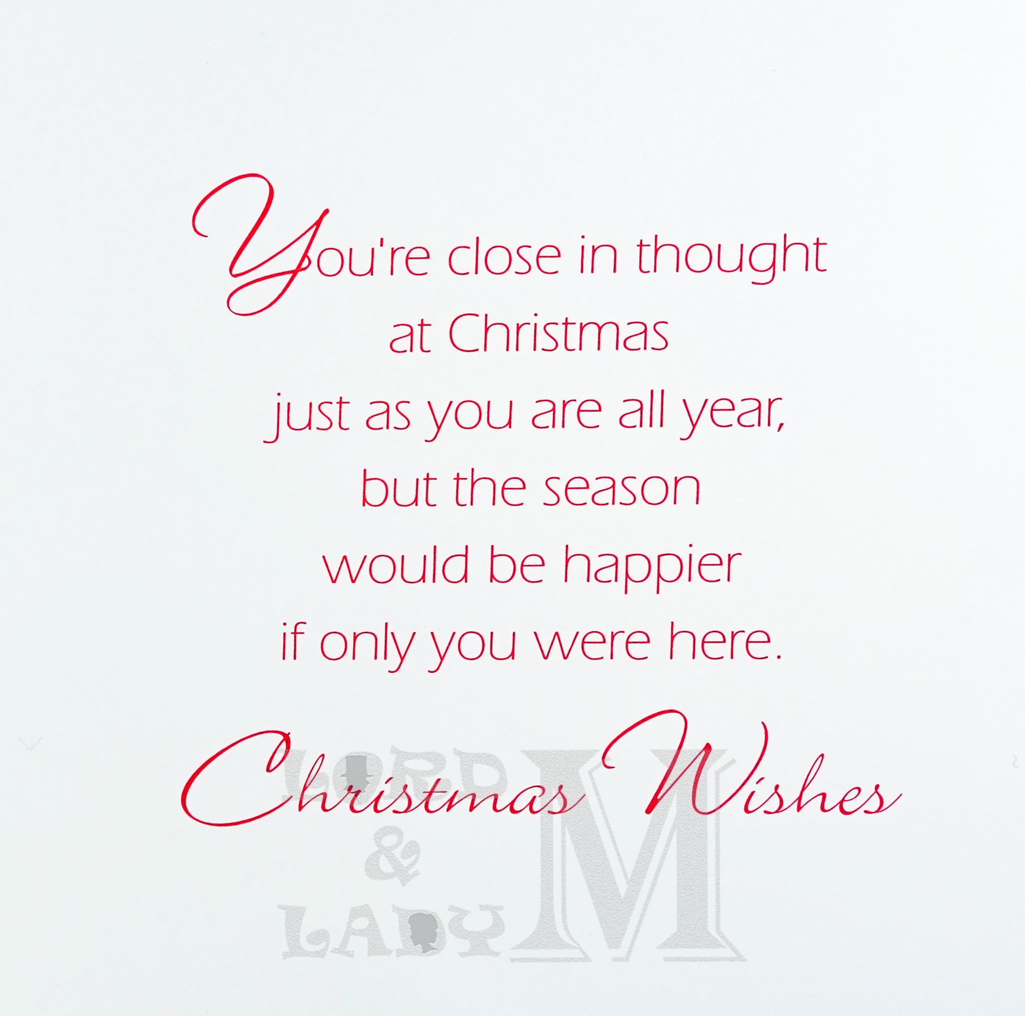 Missing You At Christmas Greetings Cards - Festive Xmas Wishes – Lord 