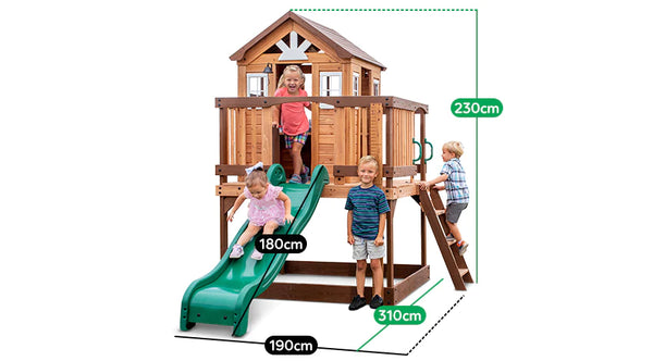 Buy online : Backyard Discovery Echo Heights Cubby House with Slide - Lifespan Kids - Happy Active Kids Australia