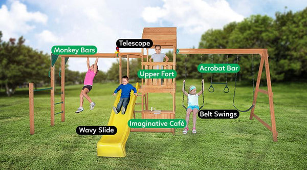 Coburg Lake Play Centre with Monkey Bars (Yellow slide) - Lifespan Kids buy online - Happy Active Kids Australia