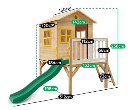 Buy online: Archie Cubby Playhouse with Green Slide - Lifespan Kids - Happy Active Kids Australia