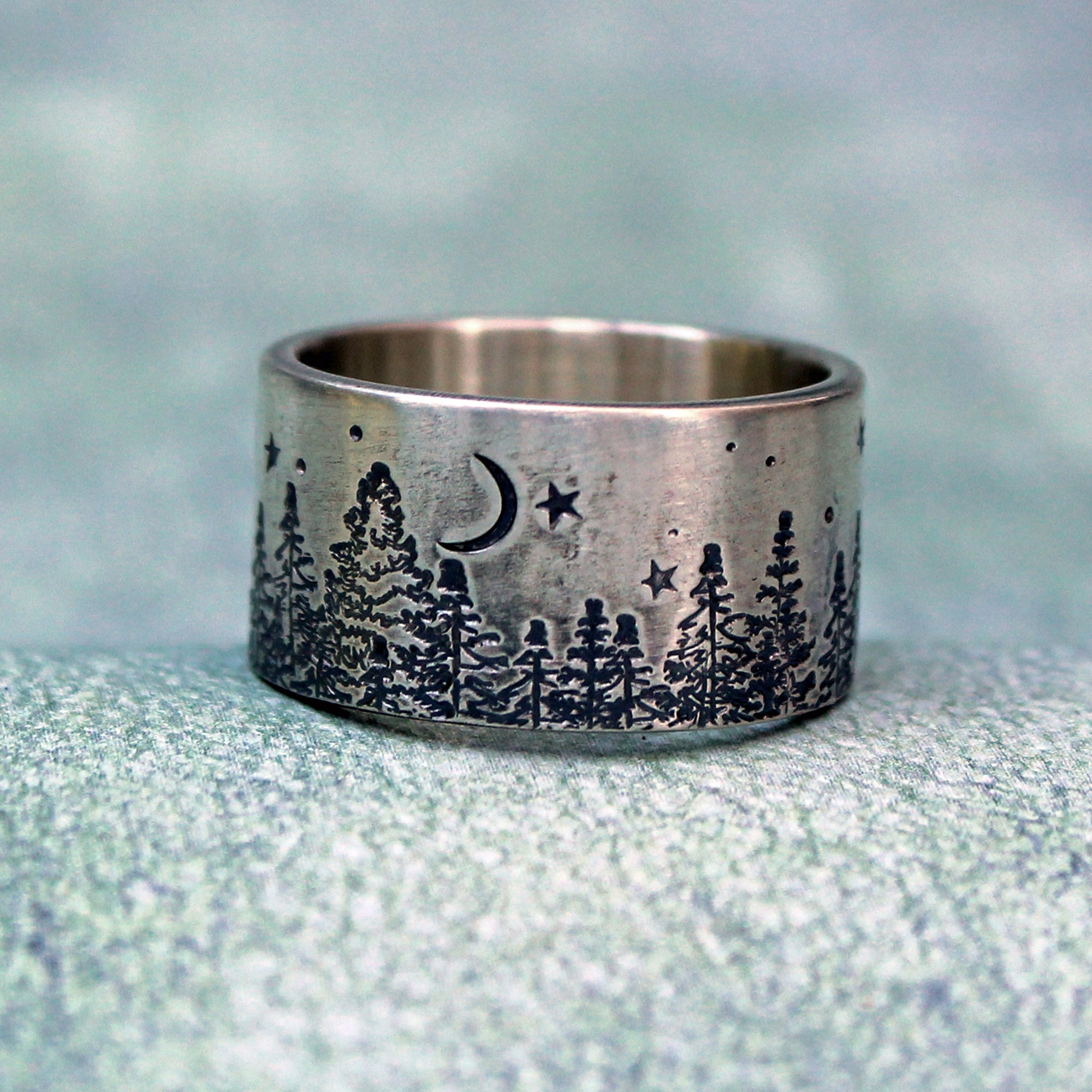 Tree ring sterling silver