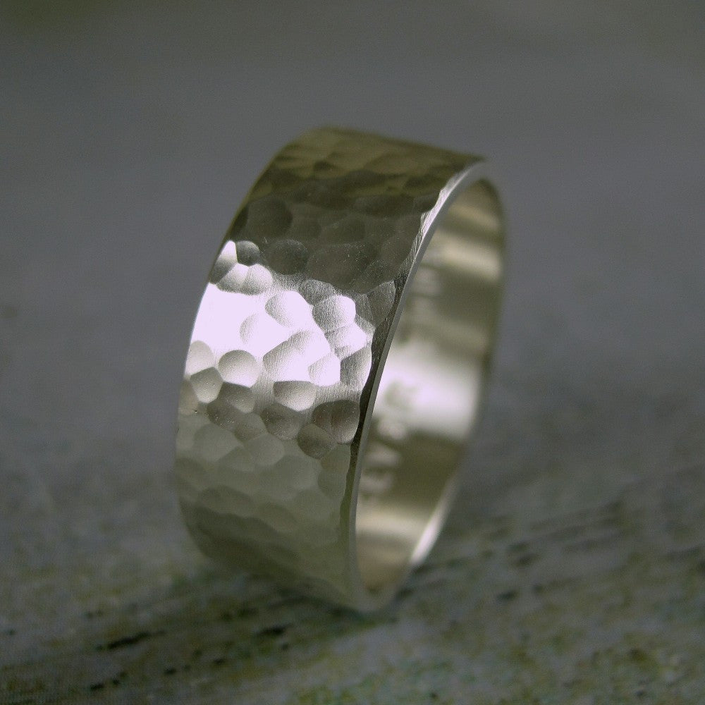 Handmade personalized silver ring - hammered finish