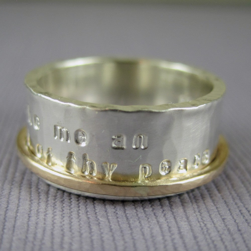 Lord make me instrument of thy peace spinner ring