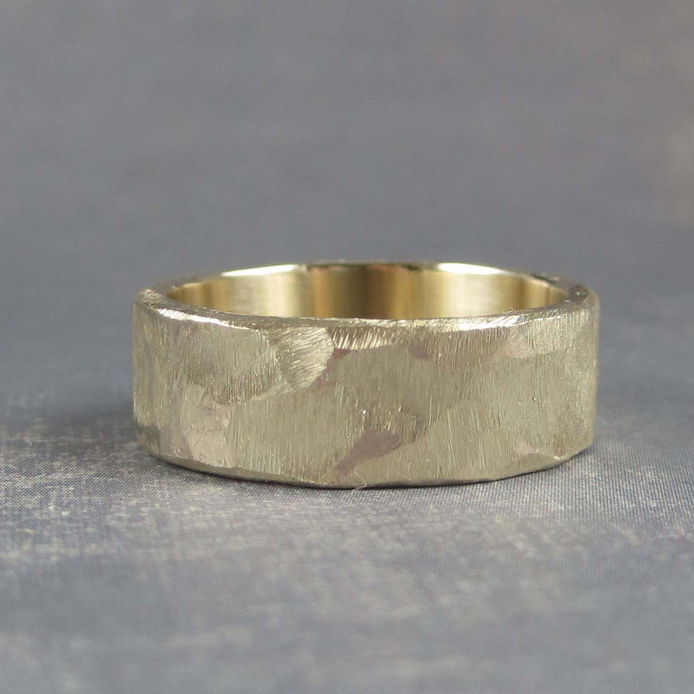Rustic mens gold wedding band – Two Silver Moons