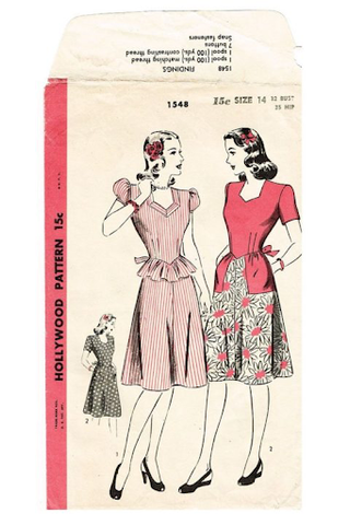 Beautiful 1940 sweetheart dress pattern. Rare find. True fashion history artifact.
