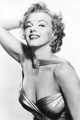 Marilyn Monroe is wearing a sweetheart dress that made her famous.