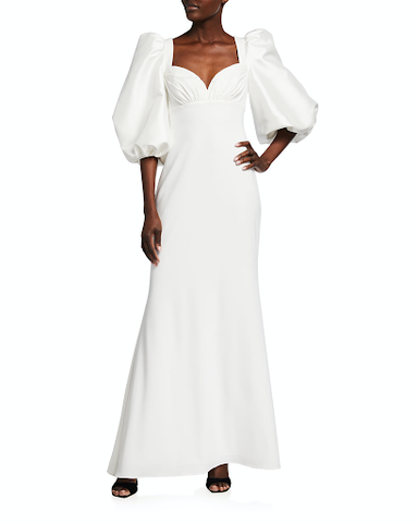 This dress exemplifies sweetheart evolution from 1940s to 2021 perfectly! This ankle length dress in white with a 3/4 full sleeve and sweetheart neckline style is absolutely stunning. 