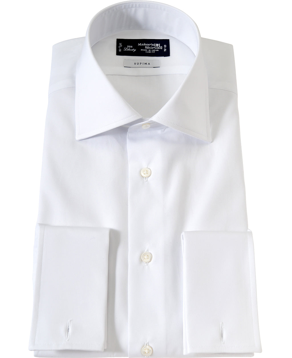 white spread collar french cuff dress shirt