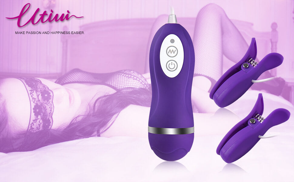 UTIMI Nippelklemmen Vibrierende Brustclips Nippelstimulator Wired Vibratoren mit Fernbedienung Sexspielzeug für Frauen-1