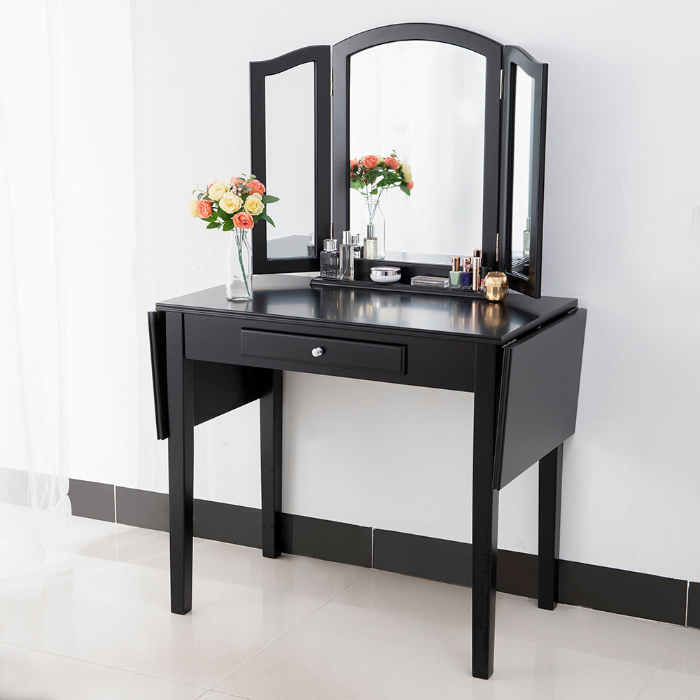 Chende Vanity Dressing Table For Makeup Room Drop Leaf Vanity