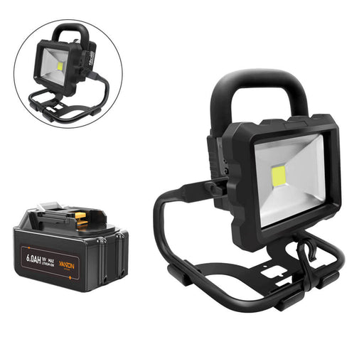 New 20W 6500K Cordless Portable LED Work Light Powered by Black&Decker LB2X4020 Li-ion Batteries & One LB2X4020 20V 6.0Ah Battery Replacement