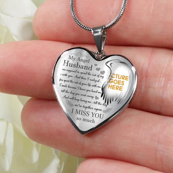 Personalized Memorial Heart Necklace My Angel Husband I Miss You For Husband Custom Memorial Gift M91