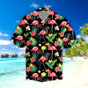 Friday89 Flamingo Hawaiiian Shirt Hibiscus Flamingo Hawaii Shirt Black Adult Full Print Aloha Shirt