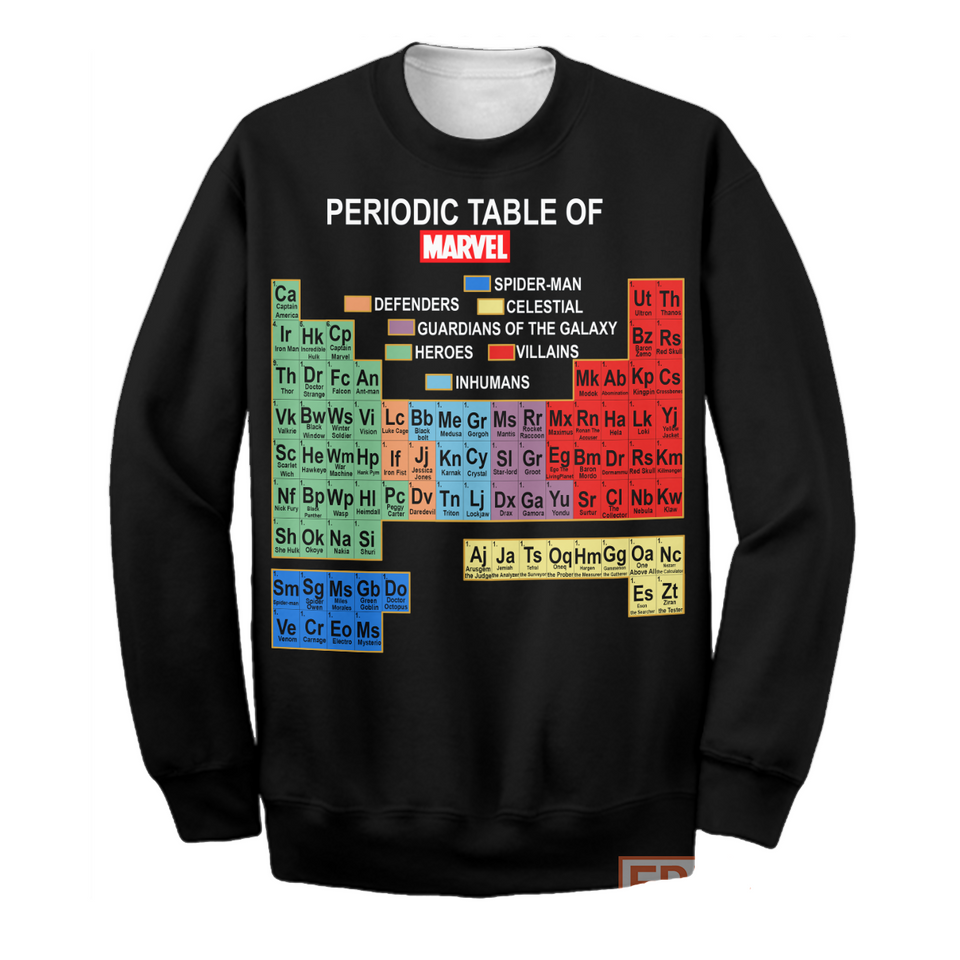 Download Friday89 Mv Hoodie Periodic Table Of Marvel T Shirt Hoodie Adult Full