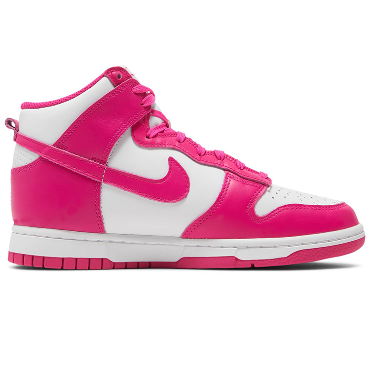 pink and white high top dunks