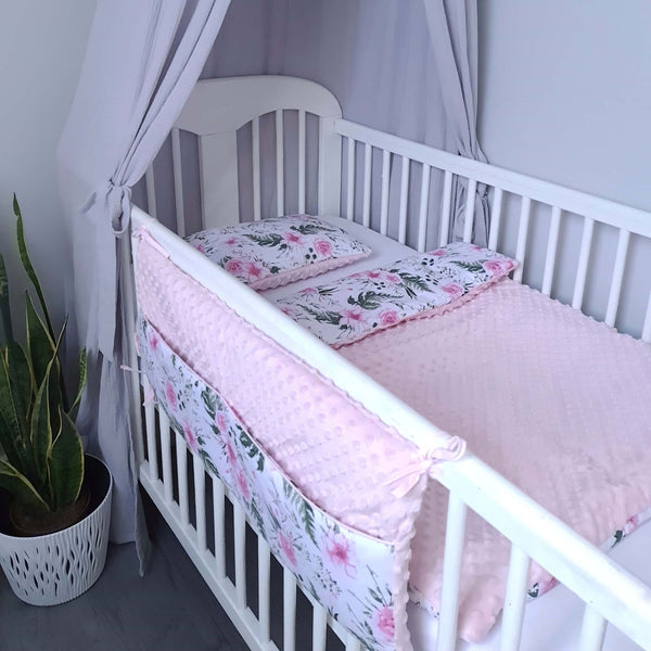 evcushy newborn baby cot crib bedding blankets pink floral 