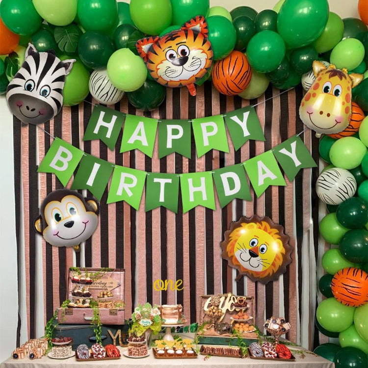 Safari Forest Animal Theme Birthday Balloons Party Deco Set Tiger Lion ...