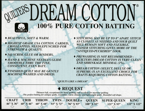 Cotton Batting for Quilting 47 X 60 Inch Quilting Batting for