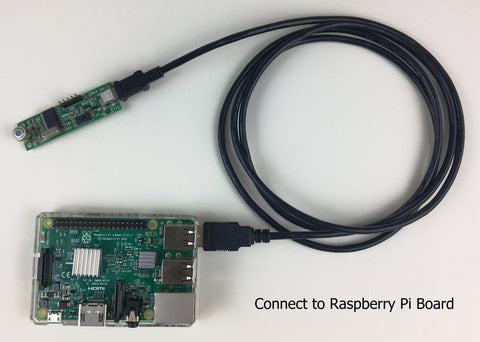 LFS108D Temperature, Humidity sensor board connected to Raspberry Pi board