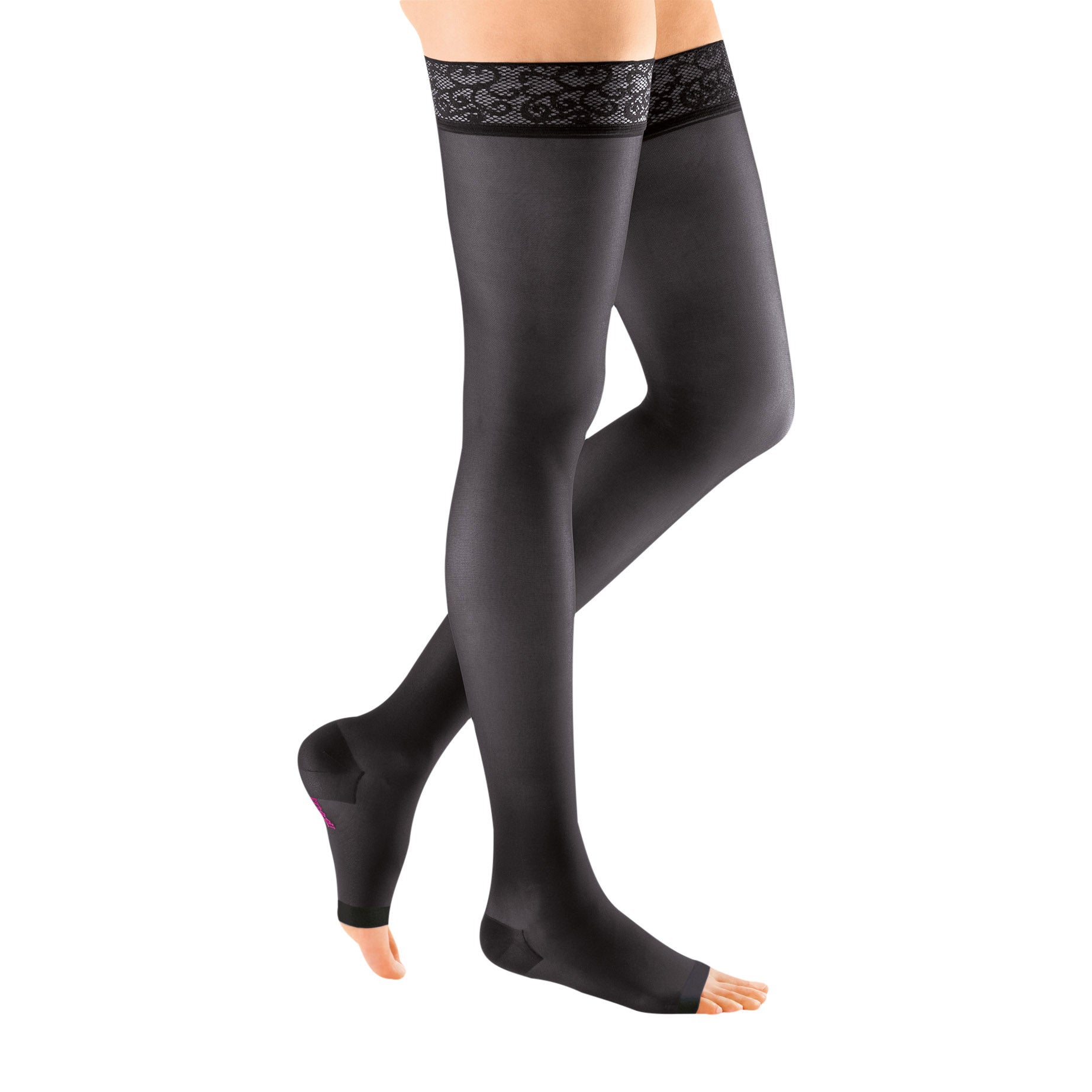 Mediven Sheer & Soft Open Toe Thigh Highs w/Lace Band - 20-30 mmHg