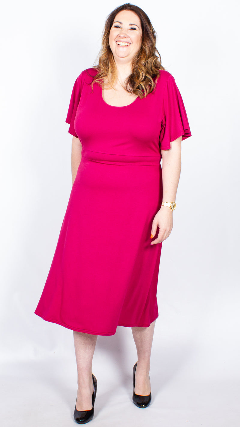 CurveWow Pink Short Sleeve Midi Dress – Curvewow