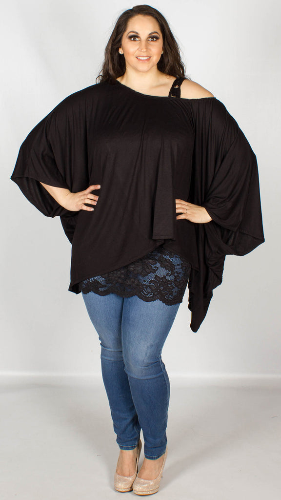 Daisy 2 in 1 Batwing Lounge Top Black – Curvewow