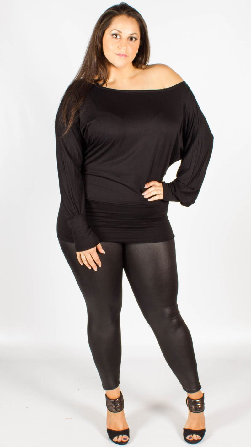 Black Wet Look Zip Leggings Curvewow 4590